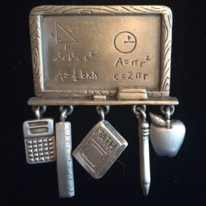 Jonette Jewelry Vintage Pewter Math Teacher Pin